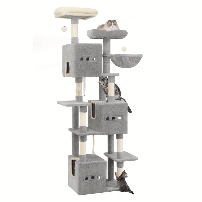 Arbre à chat XXL 193 cm – multi-niveaux pour Maine Coon avec hamac et niche