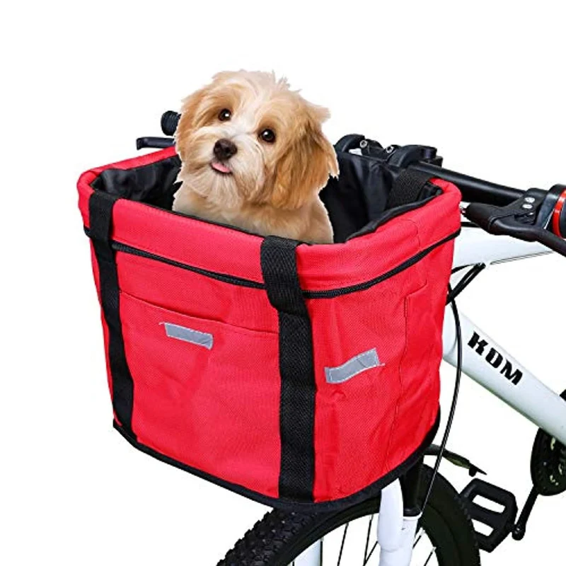 Panier de vélo avant pliant avec sacoche de guidon pour animaux