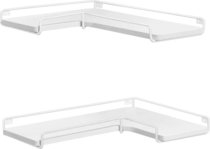 Lot de 2 étagères suspendues design épuré rangement mural 40 x 29 x 14 cm en panneau d'aggloméré blanc 12_0011395