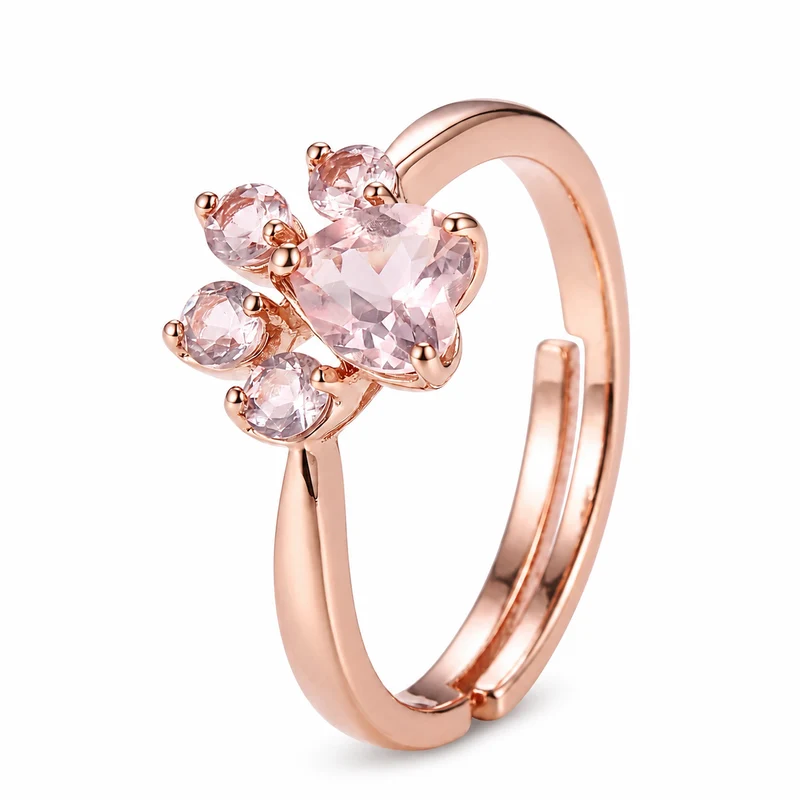 Bague Chat avec Pierres en Forme de Patte