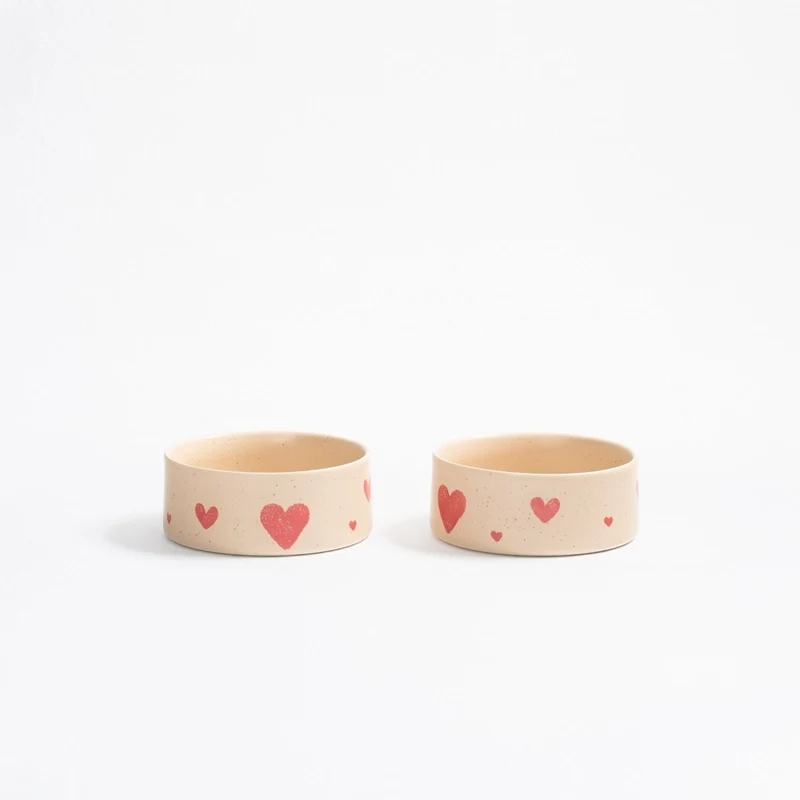 Bol Cozy Hearts pour chien en céramique artisanale