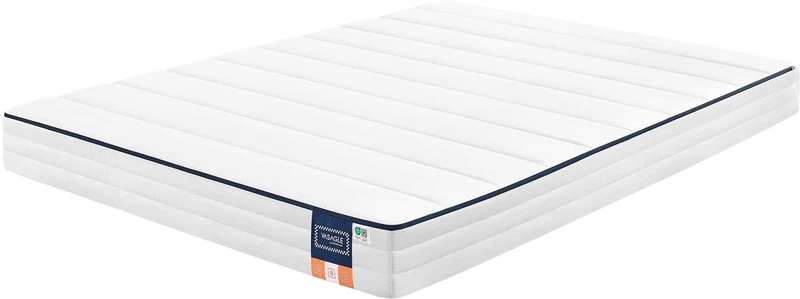 Matelas 190 x 140 x 16 cm soutien mi-ferme 7 zones housse amovible et lavable confort optimal en mousse blanche 12_0012866