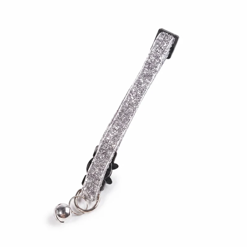 Collier Chat Anti Étranglement Élastique et Pailleté avec Clochette
