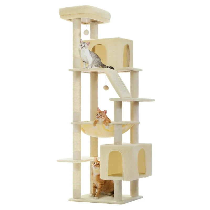 Grand arbre à chat – tour avec hamac, griffoir sisal, jouets