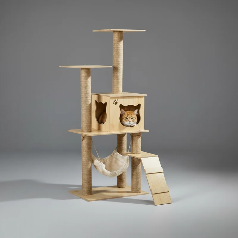 Arbre à Chat en Bois -LEVEL UP 5