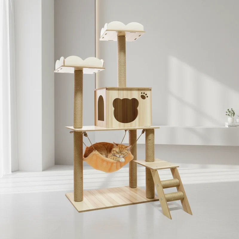 Arbre à Chat Design en Bois -NATURAL 3