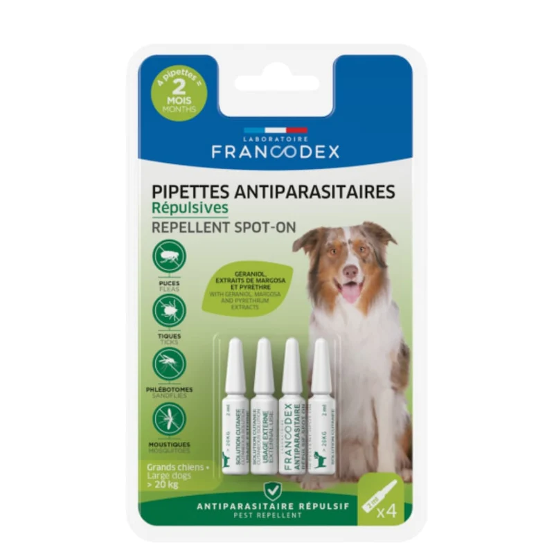 Pipettes Antiparasitaires Répulsive Chien >20kg Francodex