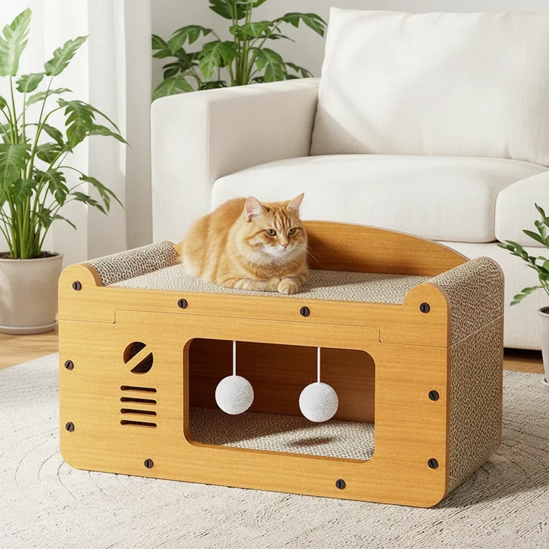 Griffoir pour chat 2-en-1 – Poteau griffoir & zone de repos
