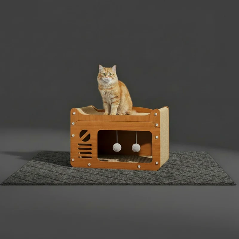 Griffoir pour chat 2-en-1 – Poteau griffoir & zone de repos