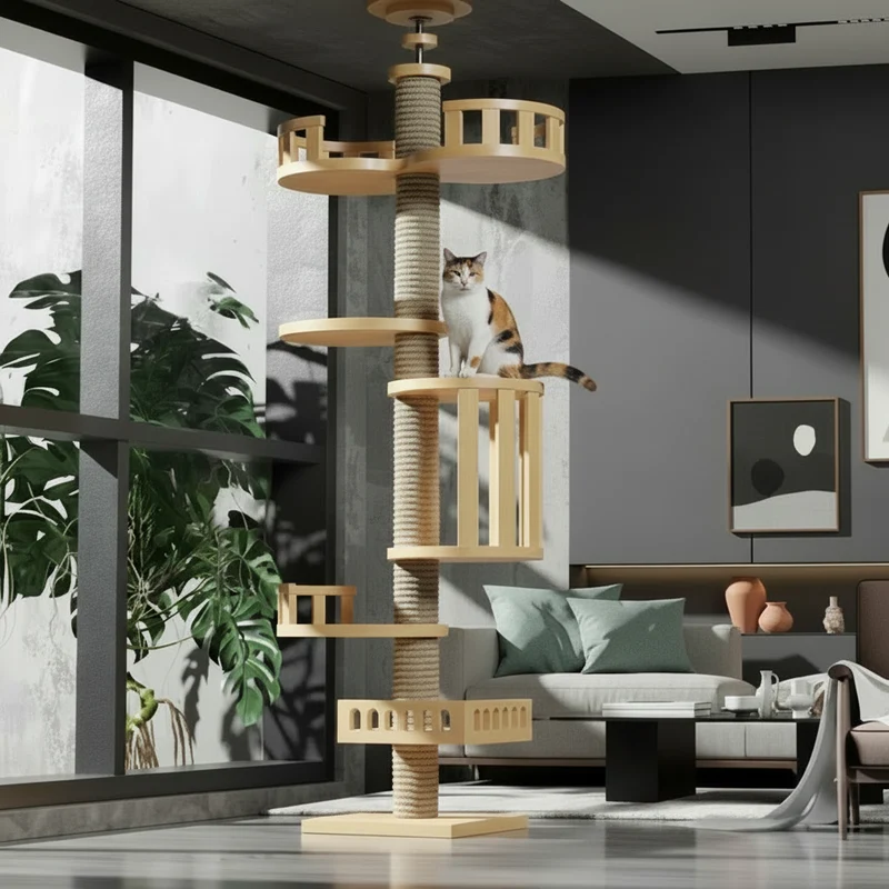 Arbre à Chat Design XXL en Bois -TREE HOUSE 4