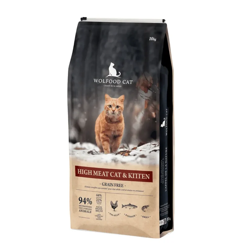 Croquettes Wolfood High Meat Cat & Kitten