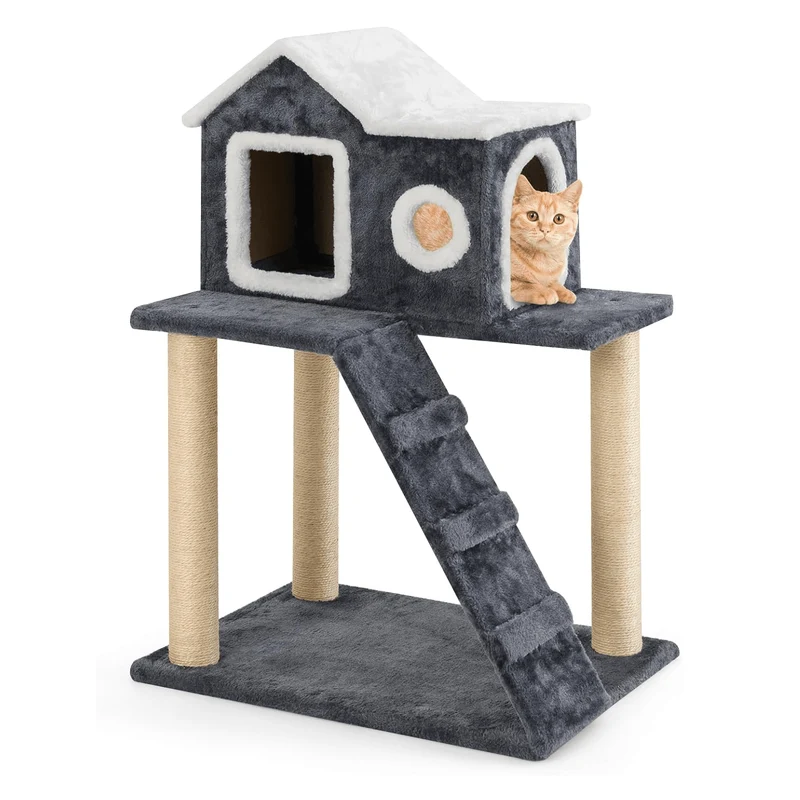 Arbre à chat 88 cm avec niche, griffoirs en sisal et échelle