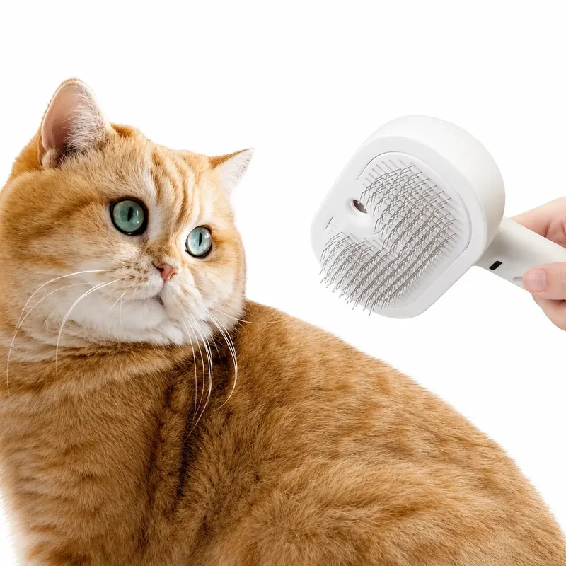 Brosse Chat Poil Long avec Spray à Eau