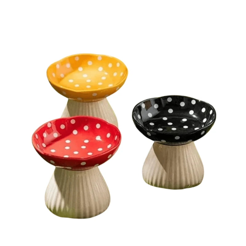 Bol champignon pour chat – gamelle décorative en résine, design ergonomique