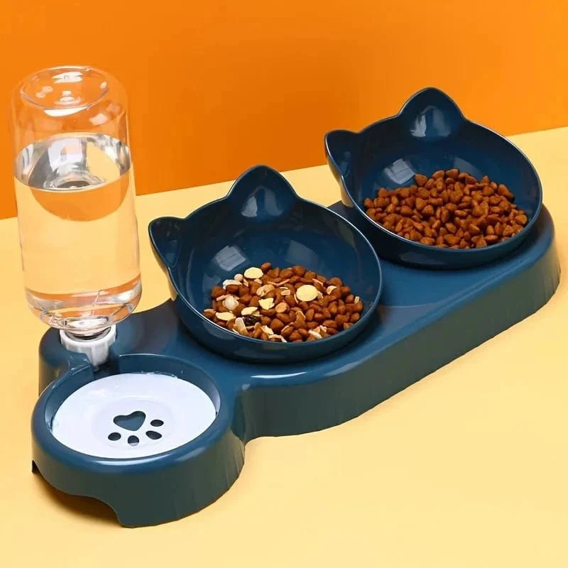 Station d'alimentation 3 en 1 pour chat – bols nourriture et eau