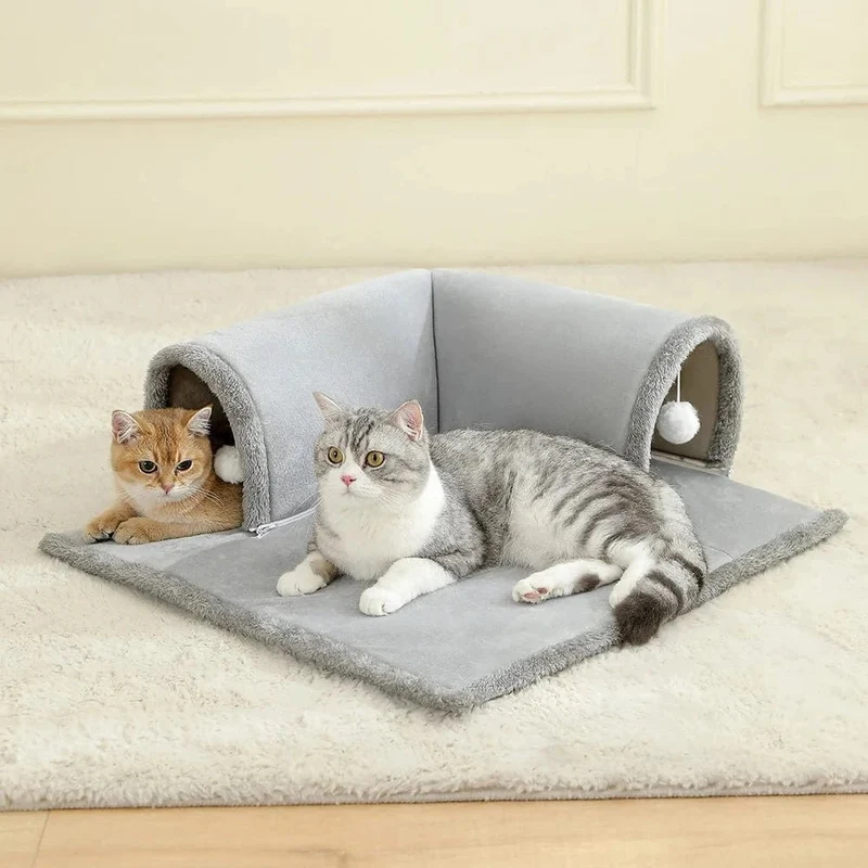 Lit pour chat avec tunnel – couchage confortable et aire de jeu