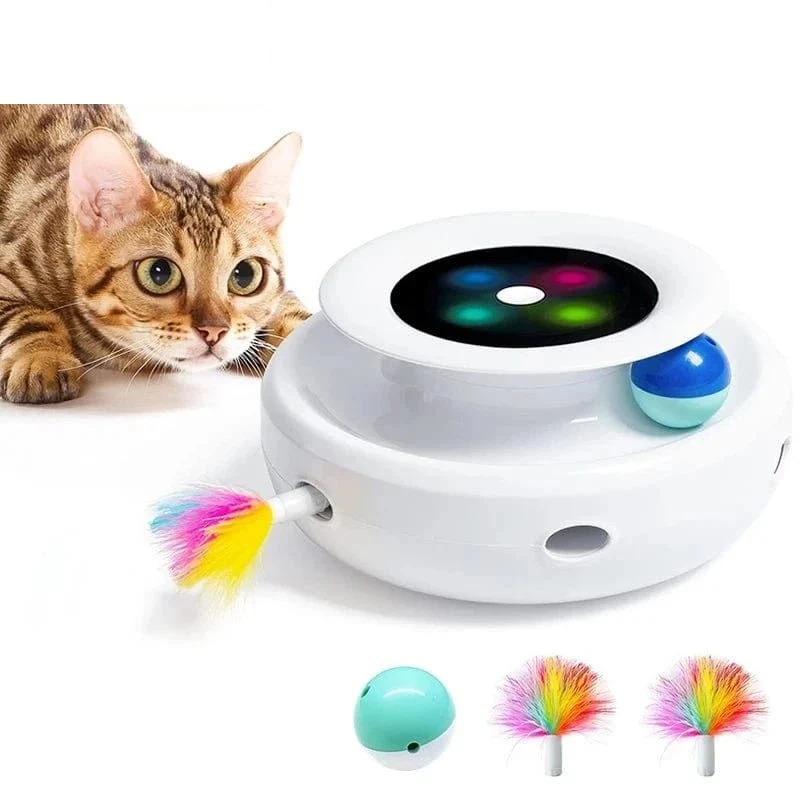 Jouet automatique 2-en-1 pour chat – balle interactive et plume