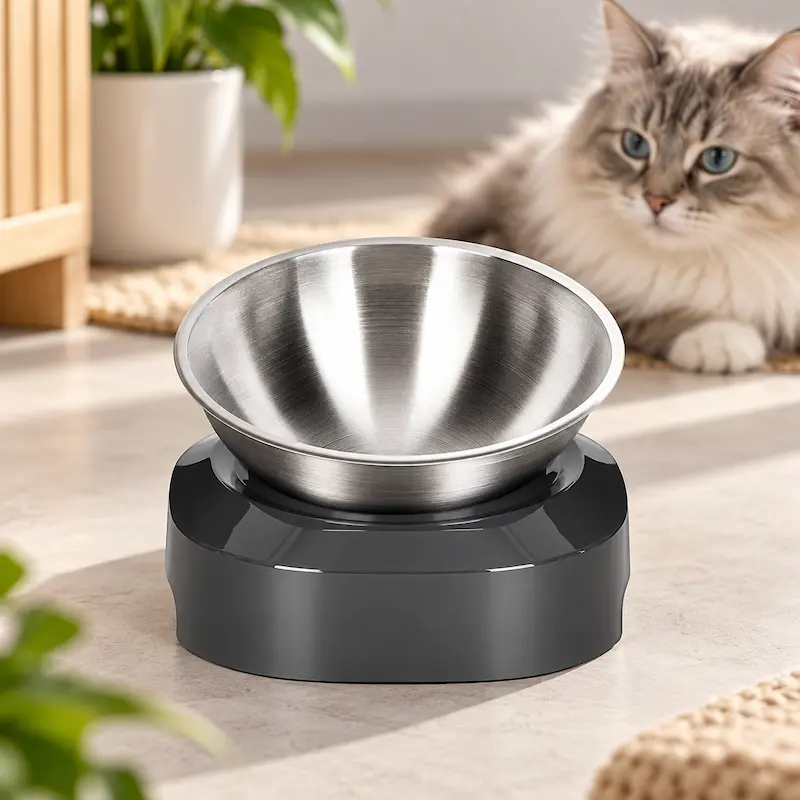 Gamelle chat surélevée inox - Posture idéale | SteelLift