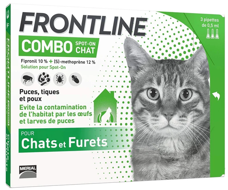 Combo anti-puces et anti-tiques pour chat - 6 pipettes