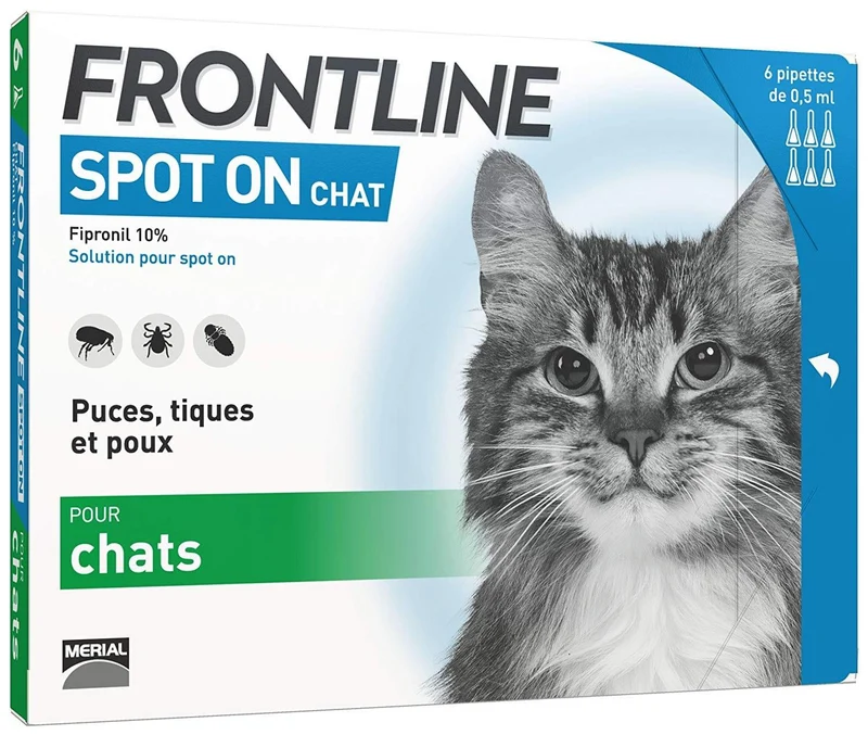 Spot-on chat - anti-puces et anti-tiques pour chat - 6 pipettes