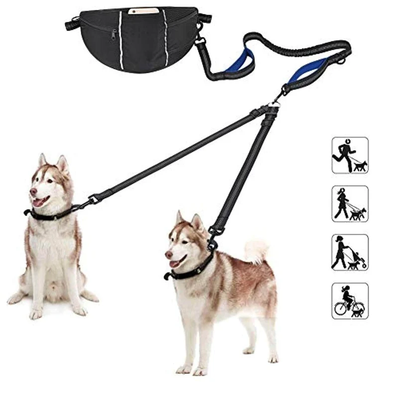 Laisse corde pour chien mains libres, réglable et réfléchissante