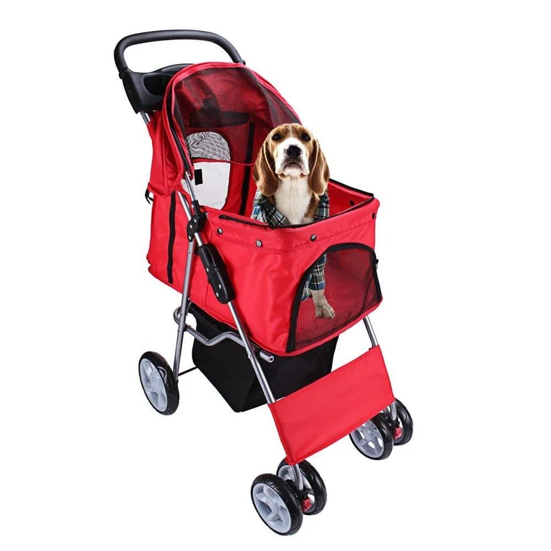 Poussette pour chien et chat à 4 roues