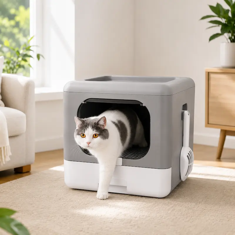 Maison de toilette chat cube - Nettoyage facile | CozyBox