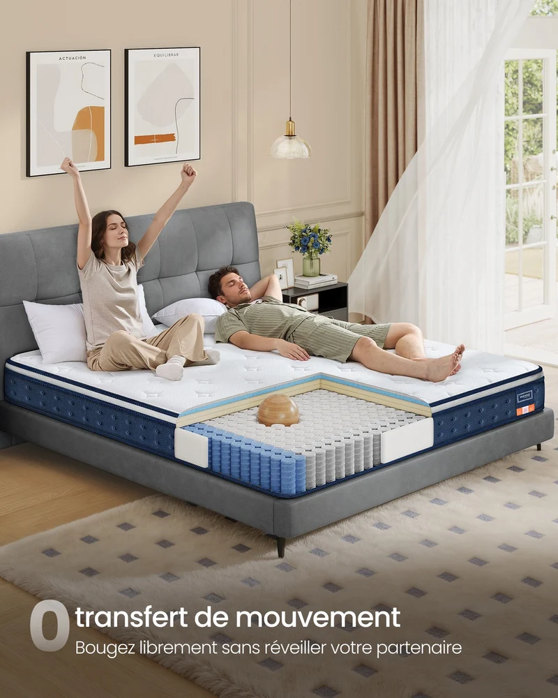 Matelas simple 90 x 190 x 20 cm soutien mi-ferme 7 zones confort optimal ambiance cosy en mousse bleu 12_0012604
