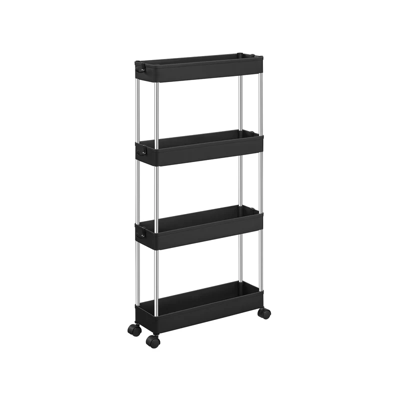 Chariot de rangement mobile sur 4 niveaux étagère sur roulettes pour salle de bain et cuisine étroites 40 x 13.5 x 86 cm blanc ksc08wt 12_0005021