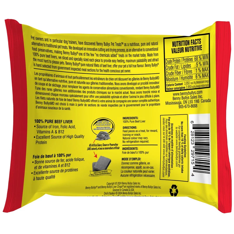 Benny Bully's Mini Chops - Foie de Boeuf Pur - Gâteries Lyophilisées pour Chats