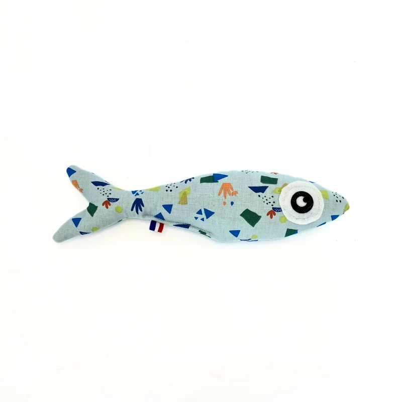 Jouet Sardine pour chat géométrique bleu