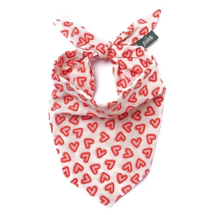 Bandana Pour Chien Amoureux – Cœurs Rouges En Coton