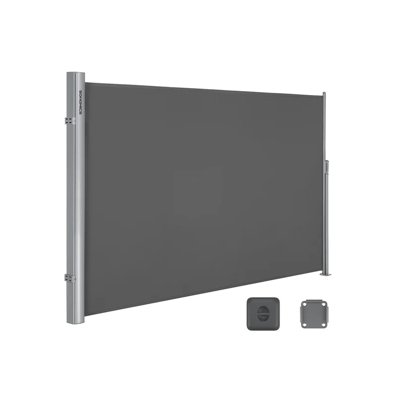 Store latéral brise-vue terrasse balcon 180 x 350 cm design moderne protection soleil en polyester gris anthracite 12_0008783