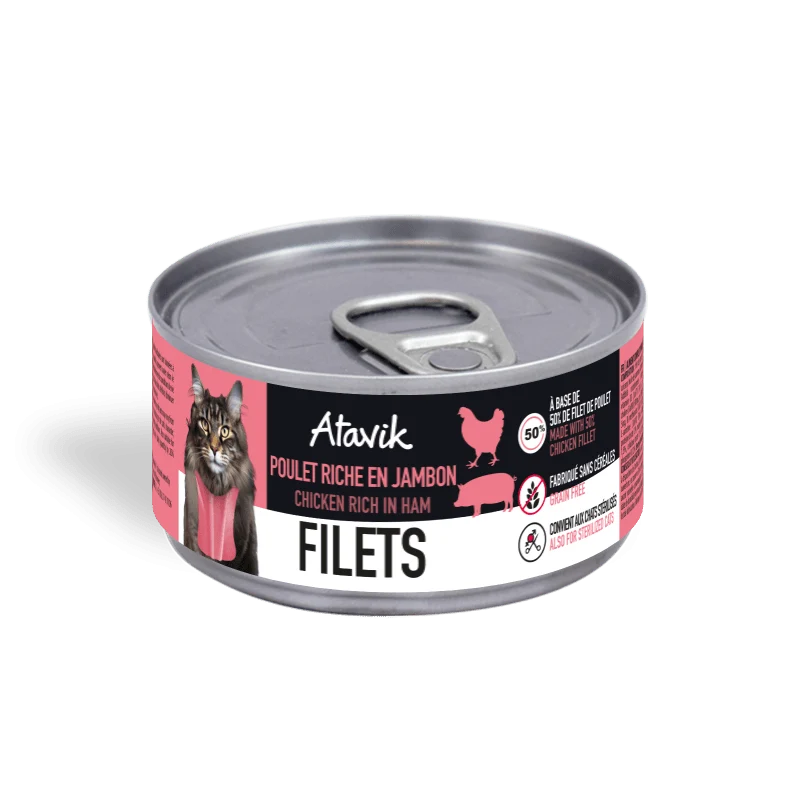 Pâtée pour chat – Filets de poulet riche en jambon 70g