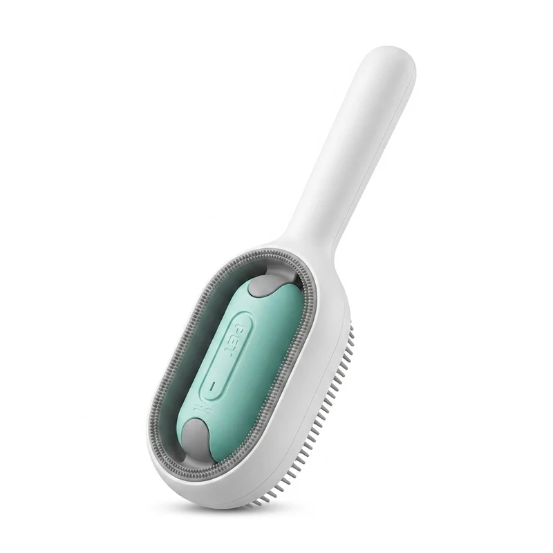 Brosse à poils en plastique avec petit réservoir d'eau et lingettes pour chat