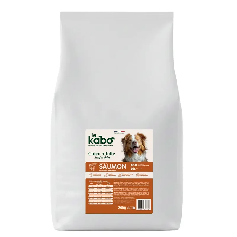 Croquettes Le Kabo Chien Adulte Actif Saumon
