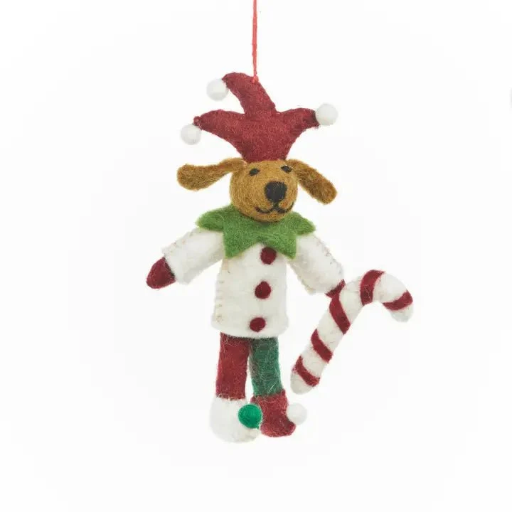 Jingle Bells Jester Dog – chien bouffon en feutre fait main 🎄