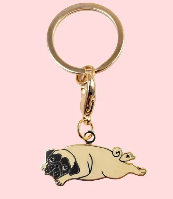 Porte-clé médaille chien Carlin – Fun & décalé