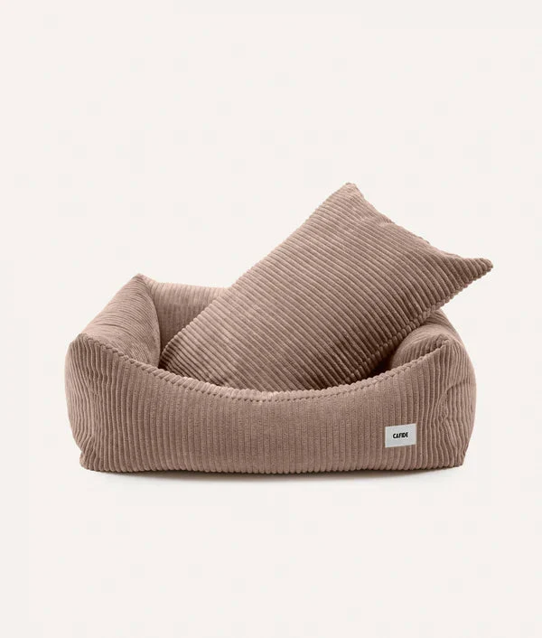 Lit chien velours côtelé beige/taupe Snozy – Cafide