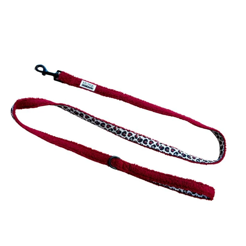 Laisse Teddy Bordeaux + Léopard – Simple ou Bandoulière