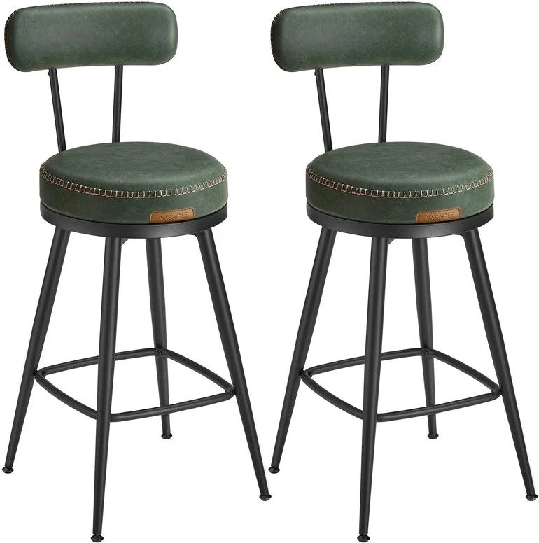 Lot de 2 tabourets de bar modernes 54 x 54 x 91 cm assise ergonomique finition en métal vert forêt 12_0011172