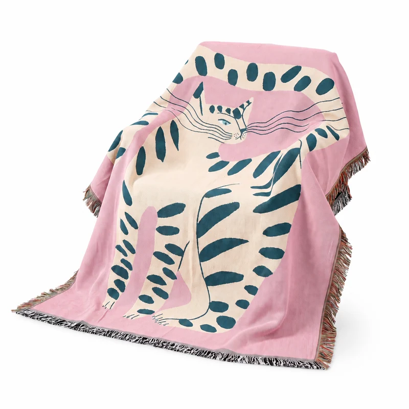 Cadeau Fan De Chat Plaid Rose Avec Chat Noir Et Blanc