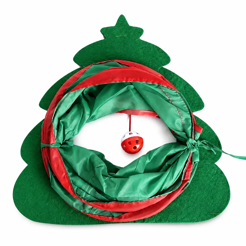 Noël Pour Chat Jouet Forme Tunnel Sapin De Noël Pliable
