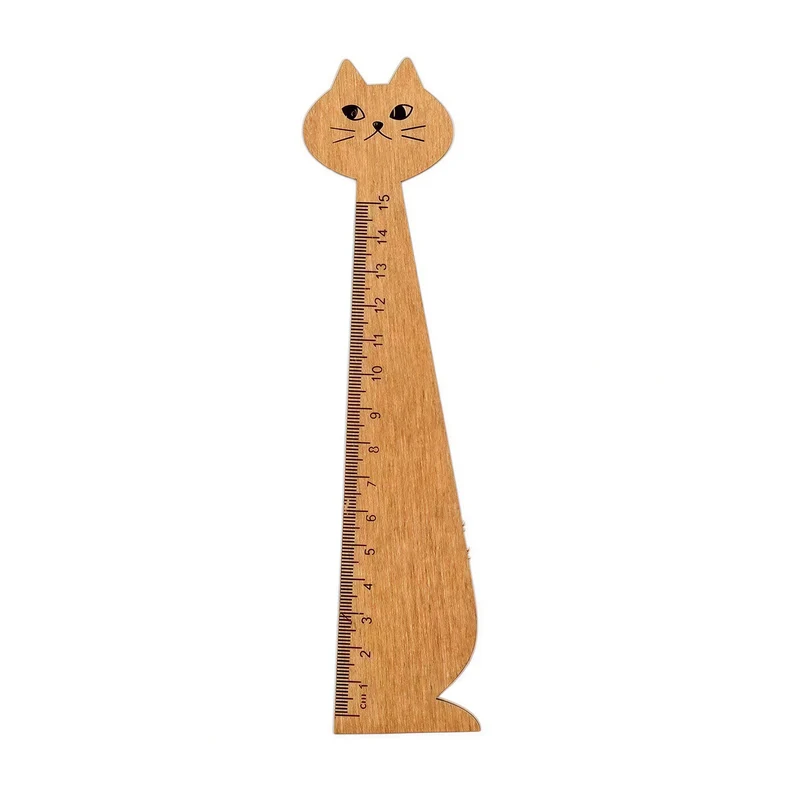Règle droite en forme de chat mignon en bois