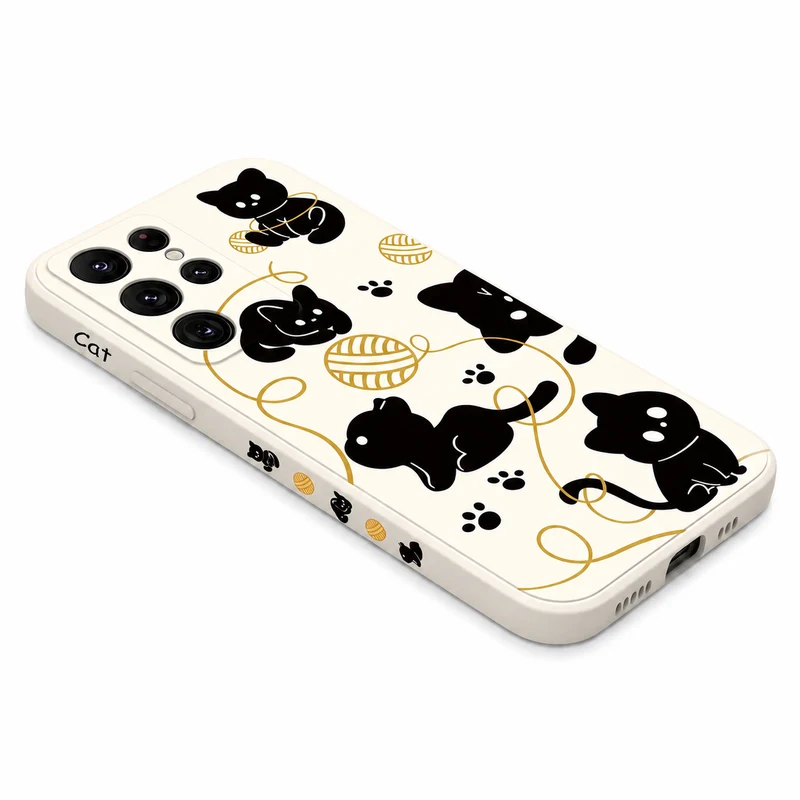 Coque de téléphone à enroulement avec design de chat pour Samsung Galaxy S23