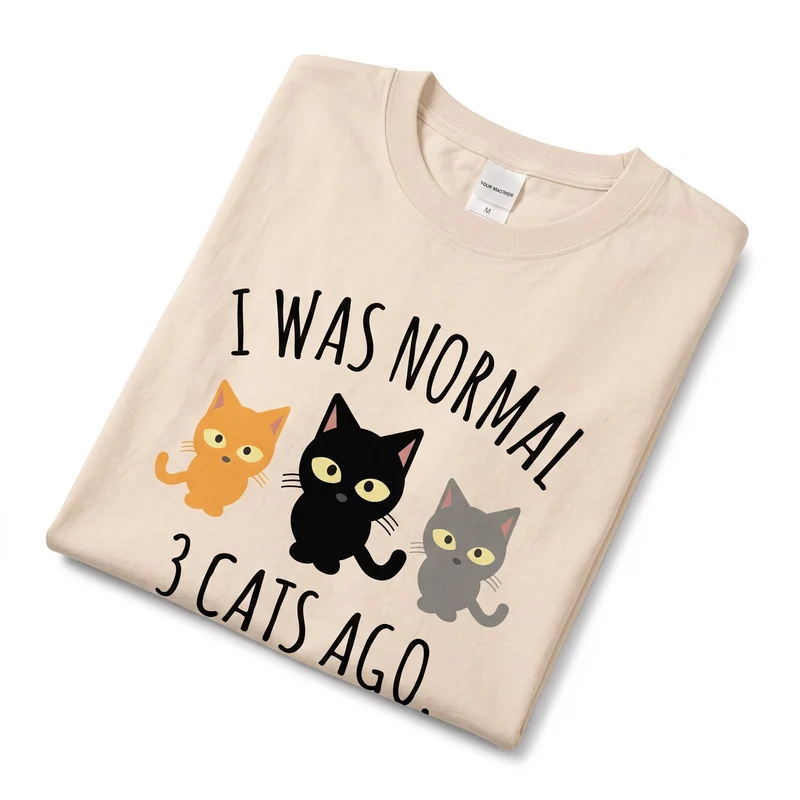 T-shirt drôle imprimé avec trois chats pour femme