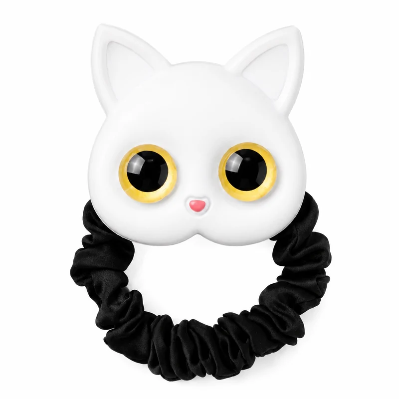 Élastique pour cheveux en soie en forme de chat