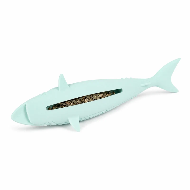 Jouet brosse à dents en forme de poisson en silicone et herbe à chat