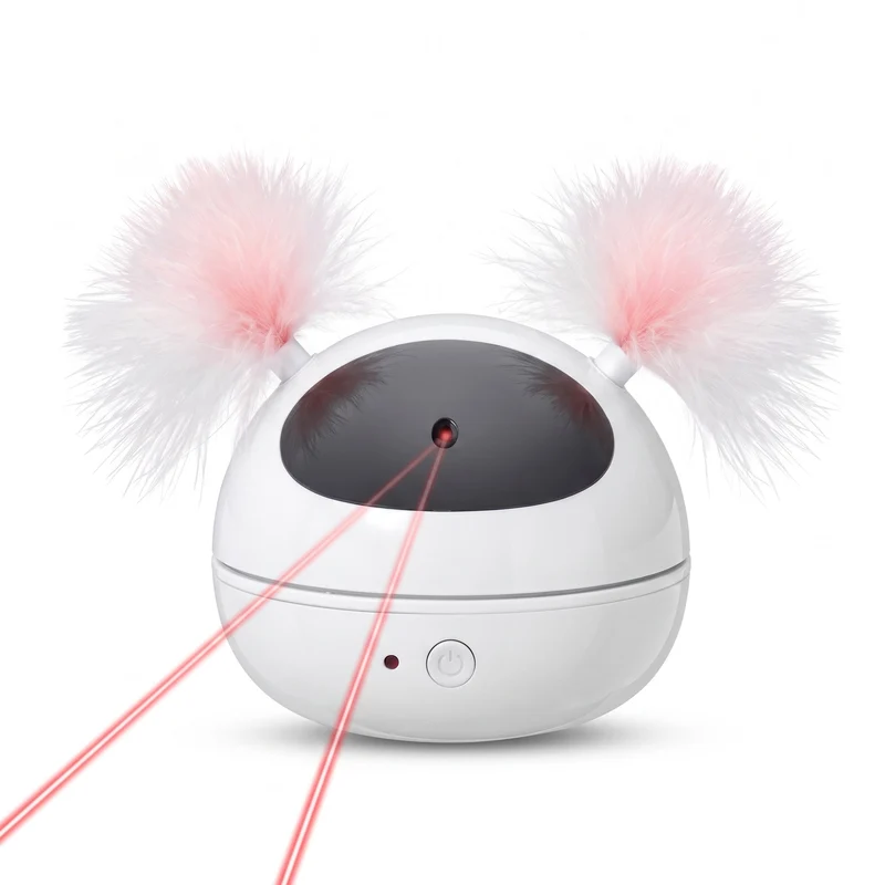 Jouet rotatif électrique lumineux à laser avec plumes pour chat