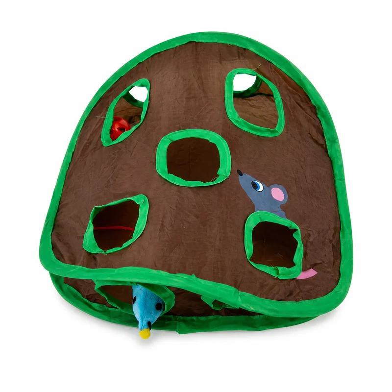 Tente de jeu à neuf trous avec souris et cloche pour chat